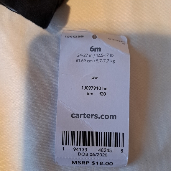 Carter's boys size 6 months Dinosaur pumpkin shirt long sleeve, NEW - Picture 2 of 3